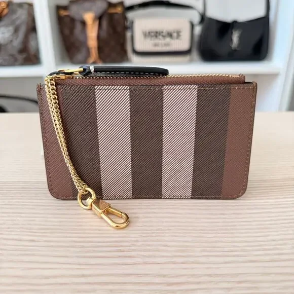 Burberry Kelbrook Exaggerated Check Canvas Card Case Birch Brown - Picture 2 of 6